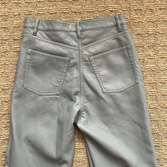 Aritzia Wilfred Melina Super High Rise Pant Ankle Dune Blue Faux Leather sz 2 - Picture 12 of 15
